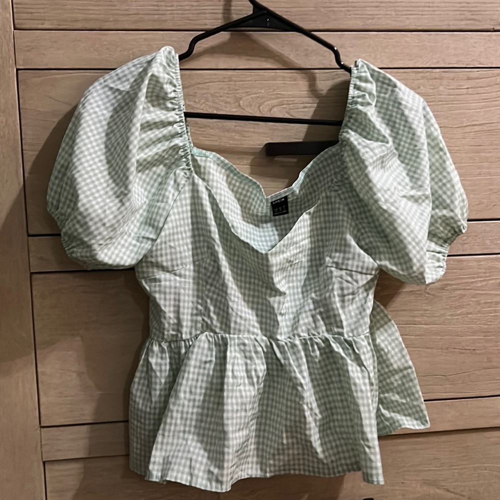 Green and white cute top